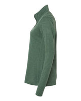 Adidas A555 Women's 3-Stripes Quarter-Zip Sweater #color_Green Oxide Melange