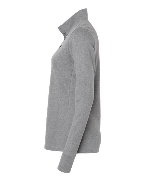 Adidas A555 Women's 3-Stripes Quarter-Zip Sweater #color_Grey Three Melange
