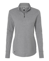 Adidas A555 Women's 3-Stripes Quarter-Zip Sweater #color_Grey Three Melange