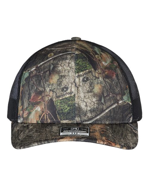 Richardson 112P Printed Trucker Cap #color_Mossy Oak Country DNA/ Black