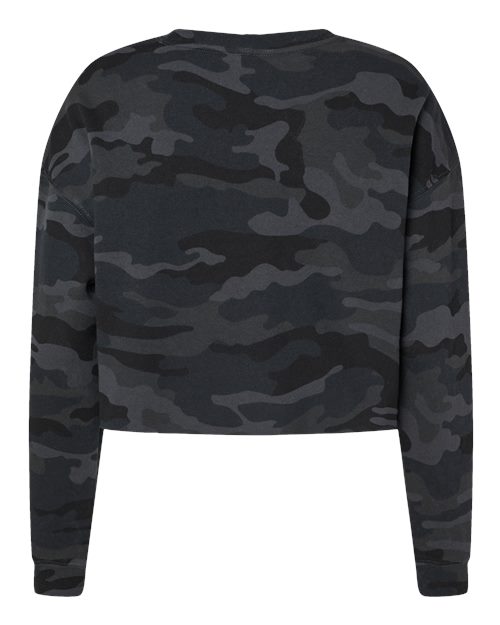 Independent Trading Co. AFX24CRP Women's Lightweight Crop Crewneck Sweatshirt #color_Black Camo