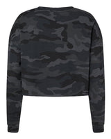 Independent Trading Co. AFX24CRP Women's Lightweight Crop Crewneck Sweatshirt #color_Black Camo