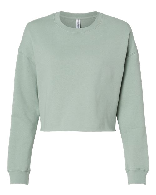 Independent Trading Co. AFX24CRP Women's Lightweight Crop Crewneck Sweatshirt #color_Sage