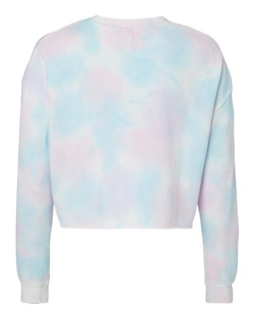 Independent Trading Co. AFX24CRP Women's Lightweight Crop Crewneck Sweatshirt #color_Tie Dye Cotton Candy