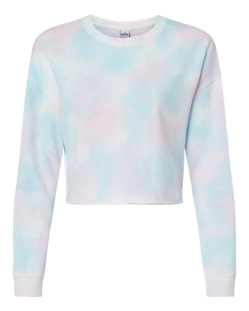 Independent Trading Co. AFX24CRP Women's Lightweight Crop Crewneck Sweatshirt #color_Tie Dye Cotton Candy