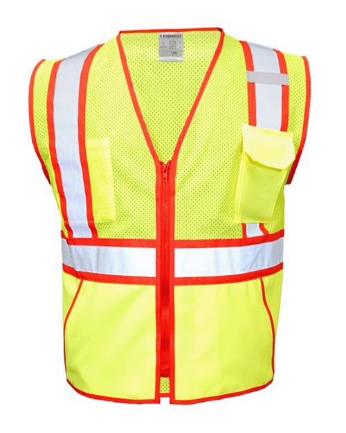 Kishigo 1595-1598 Standard Contrast Vest #color_Lime/ Red