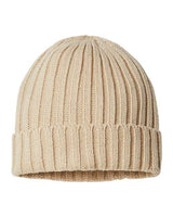 Atlantis Headwear SHORE Sustainable Cable Knit Cuffed Beanie #color_Light Beige
