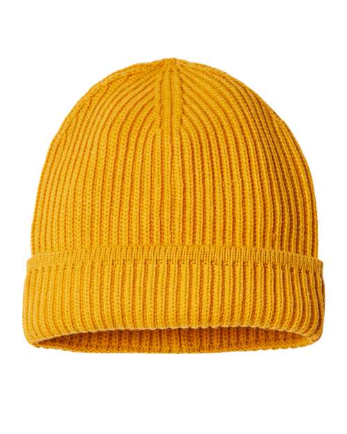 Atlantis Headwear MAPLE Sustainable Finish Edge Cuffed Beanie #color_Mustard Yellow