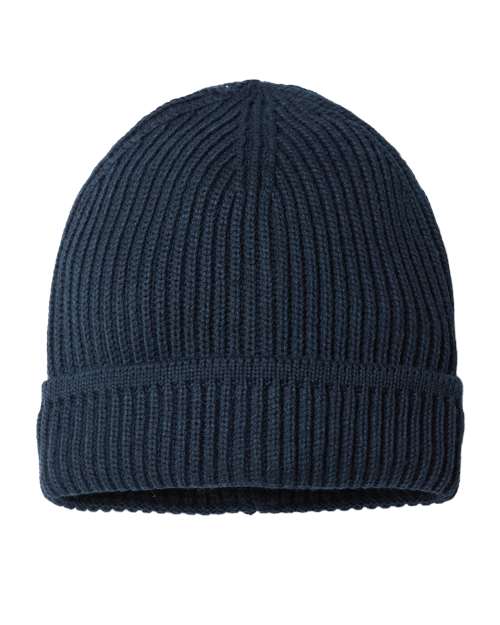 Atlantis Headwear MAPLE Sustainable Finish Edge Cuffed Beanie #color_Navy