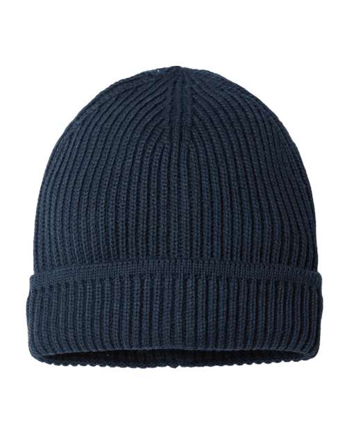 Atlantis Headwear MAPLE Sustainable Finish Edge Cuffed Beanie #color_Navy