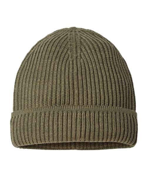 Atlantis Headwear MAPLE Sustainable Finish Edge Cuffed Beanie #color_Olive