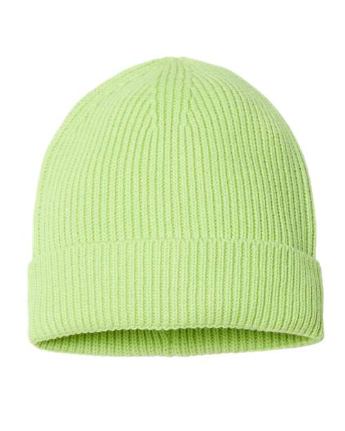 Atlantis Headwear ANDY Sustainable Fine Rib Cuffed Beanie #color_Acid Green
