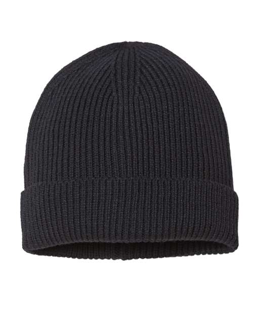 Atlantis Headwear ANDY Sustainable Fine Rib Cuffed Beanie #color_Black