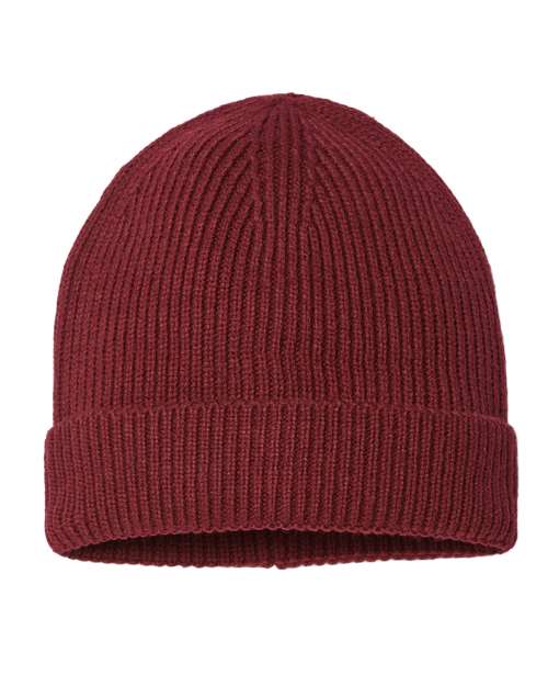 Atlantis Headwear ANDY Sustainable Fine Rib Cuffed Beanie #color_Burgundy