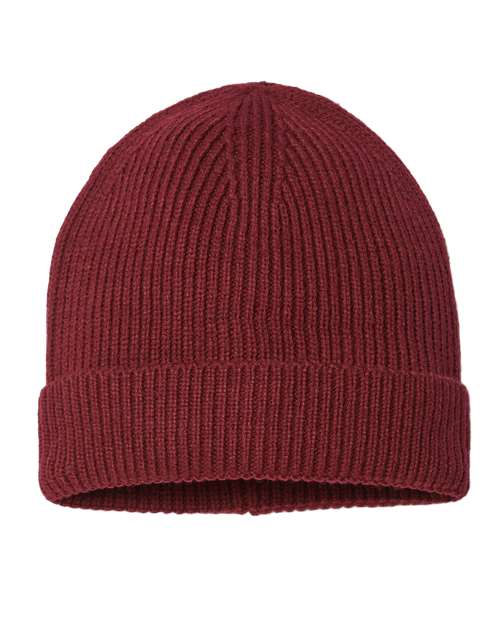Atlantis Headwear ANDY Sustainable Fine Rib Cuffed Beanie #color_Burgundy