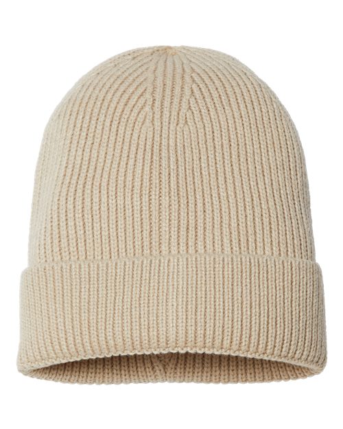 Atlantis Headwear ANDY Sustainable Fine Rib Cuffed Beanie #color_Light Beige