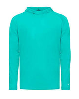 Badger 2905 Youth Tri-Blend Surplice Hooded Long Sleeve T-Shirt #color_Turquoise
