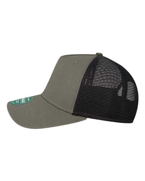 LEGACY ROADIE Five-Panel Trucker Cap #color_Charcoal Slub/ Black