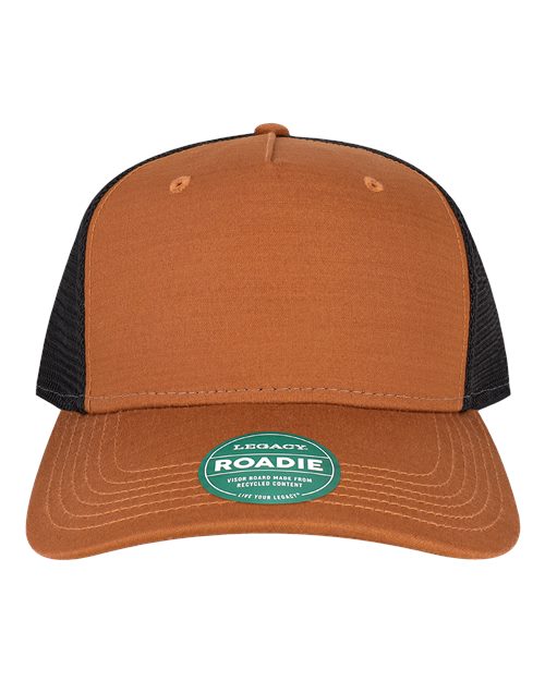 LEGACY ROADIE Five-Panel Trucker Cap #color_Copper Slub/ Black