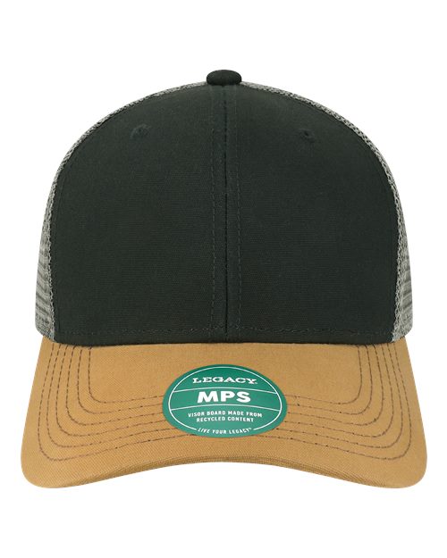 LEGACY MPS Mid-Pro Snapback Trucker Cap #color_Black/ Caramel/ Dark Grey