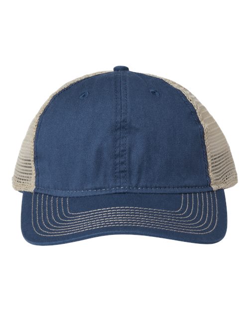 The Game GB880 Soft Trucker Cap #color_Vintage Blue/ Khaki