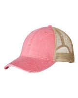 Adams OL102 Distressed Ollie Cap #color_CORAL/ TAN