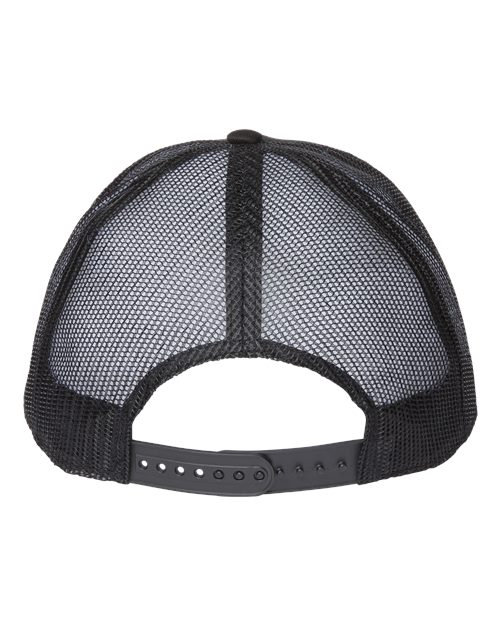 Atlantis Headwear ZION Sustainable Five-Panel Trucker Cap #color_Black/ Black