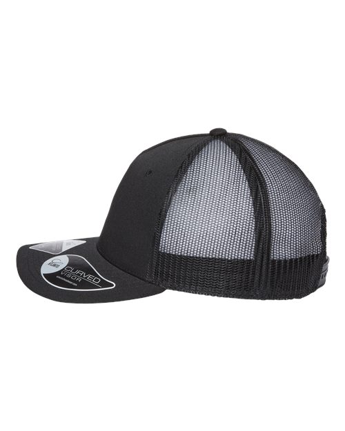 Atlantis Headwear ZION Sustainable Five-Panel Trucker Cap #color_Black/ Black