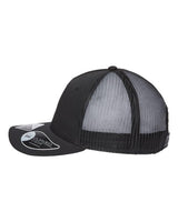 Atlantis Headwear ZION Sustainable Five-Panel Trucker Cap #color_Black/ Black