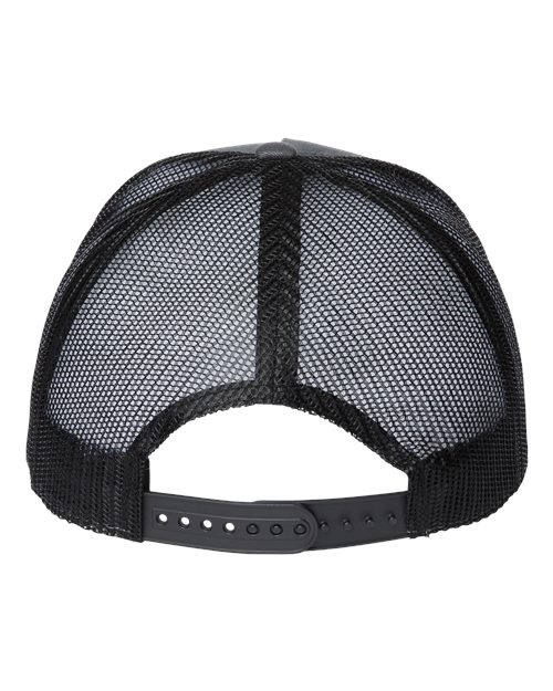 Atlantis Headwear ZION Sustainable Five-Panel Trucker Cap #color_Dark Grey/ Black