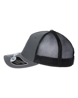 Atlantis Headwear ZION Sustainable Five-Panel Trucker Cap #color_Dark Grey/ Black