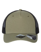 Atlantis Headwear ZION Sustainable Five-Panel Trucker Cap #color_Olive/ Black
