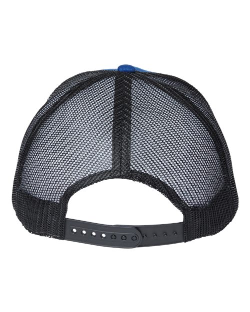 Atlantis Headwear ZION Sustainable Five-Panel Trucker Cap #color_Royal/ Black