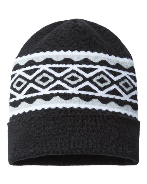 CAP AMERICA RKD12 USA- Made Diamond Cuffed Beanie #color_Black/ Silver
