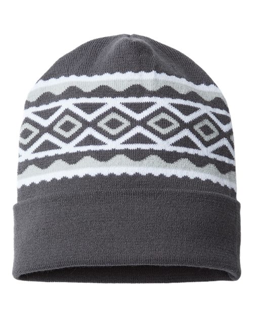CAP AMERICA RKD12 USA- Made Diamond Cuffed Beanie #color_Iron Grey/ White