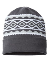 CAP AMERICA RKD12 USA- Made Diamond Cuffed Beanie #color_Iron Grey/ White