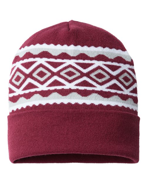 CAP AMERICA RKD12 USA- Made Diamond Cuffed Beanie #color_Maroon/ Silver
