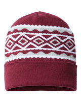 CAP AMERICA RKD12 USA- Made Diamond Cuffed Beanie #color_Maroon/ Silver