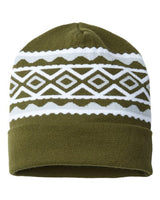 CAP AMERICA RKD12 USA- Made Diamond Cuffed Beanie #color_Olive Green/ Silver
