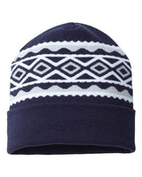 CAP AMERICA RKD12 USA- Made Diamond Cuffed Beanie #color_True Navy/ Silver