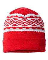 CAP AMERICA RKD12 USA- Made Diamond Cuffed Beanie #color_True Red/ Silver