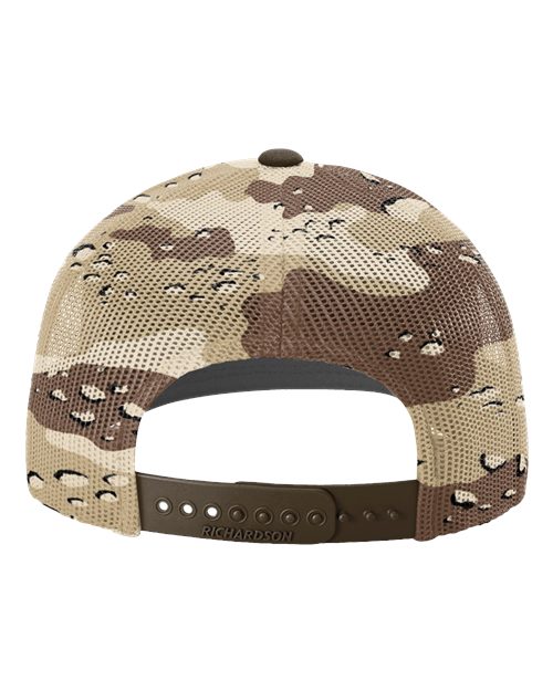 Richardson 112PM Printed Mesh Trucker Cap #color_Brown/ Desert Camo