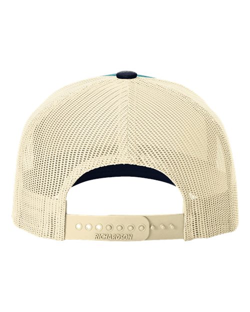 Richardson 112FP Five-Panel Trucker Cap #color_Blue Teal/ Birch/ Navy