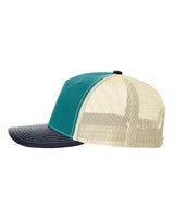 Richardson 112FP Five-Panel Trucker Cap #color_Blue Teal/ Birch/ Navy