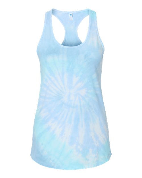 Colortone 3400 Women's Tie-Dyed Racerback Tank Top #color_Lagoon