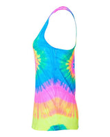 Colortone 3400 Women's Tie-Dyed Racerback Tank Top #color_Neon Rainbow