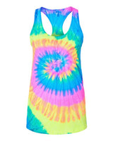 Colortone 3400 Women's Tie-Dyed Racerback Tank Top #color_Neon Rainbow