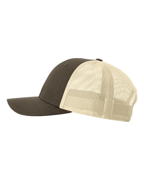 Richardson 115 Low Pro Trucker Cap #color_Chocolate Chip/ Birch
