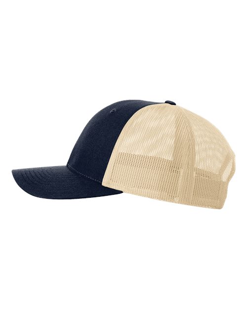 Richardson 115 Low Pro Trucker Cap #color_Navy/ Khaki