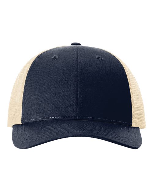 Richardson 115 Low Pro Trucker Cap #color_Navy/ Khaki